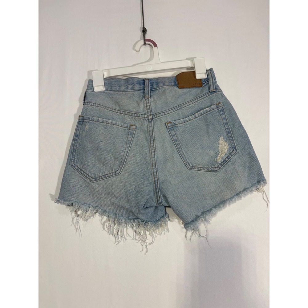 Aeropostale 90s High Rise Cut-Off Denim Shorts Light Wash Distressed Size 0 - Picture 2 of 9